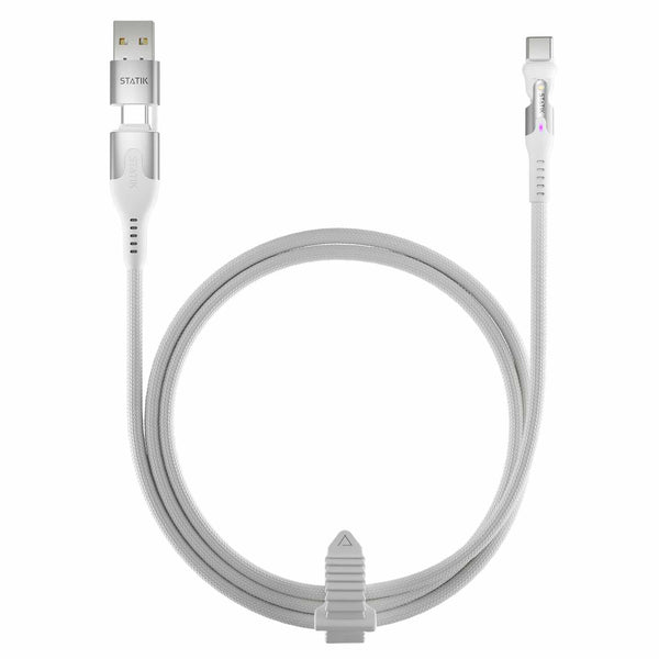 Statik PowerPivot Pro Nylon Braided Charge/Sync Cable USB-C to USB-C 3.3ft White